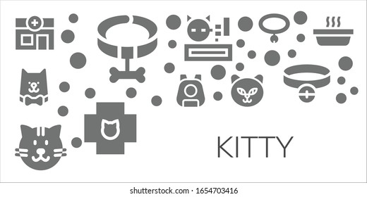 kitty-Icon-Set. 11 gefüllte Kätzchen.  Einfache, moderne Symbole wie: Veterinär-, Collar-, Katzen-, Haustier-, Meow-