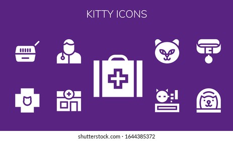 kitty icon set. 9 filled kitty icons. Included Veterinary, Veterinarian, Pet, Cat, Collar, Meow icons