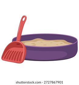 Kitty litter recipiente doodle vetor ilustração fundo branco isolado