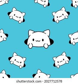 kitty on a hole on turquoise background for any kind of printing