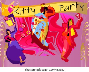 Kitty party are popular ways in India and Pakistan for women.Vector for design invitation, card, wallpaper,banner or poster.