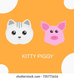 Kitty Piggy Cartoon Vector