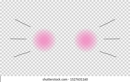 Kitty pink cheeks . Cawaii vector isolated cat cheeks . 
