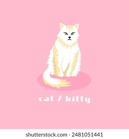 kitty pussy cat white cute yellow fur cartoon 