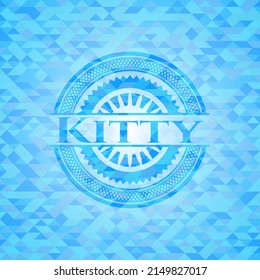 Kitty realistic light blue mosaic emblem. 