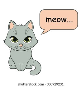 Kitty saying meow, vector