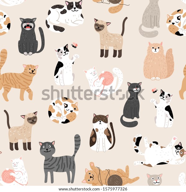 Image Vectorielle De Stock De Motif Chic Et Harmonieux Couleur Chats