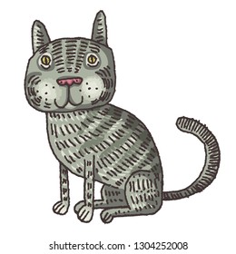 Kitty is sitting. Vector illustration
