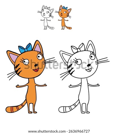 Kitty vector coloring for kids children's coloring pages outline plus fill vector educational drawing cat