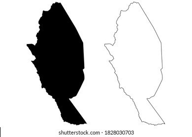 Mapa de ilustraciones vectoriales del condado de Kitui (República de Kenia, Provincia Oriental), dibujo de garabatos mapa de Kitui