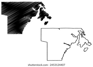 Kivalliq Region (Canada, Nunavut Territory, North America) map vector illustration, scribble sketch Kivalliq map