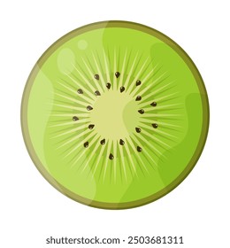 Kivi slice isolated white background. Kivi template design. Simple flat vector illustration can used fabric decor template. EPS 10
