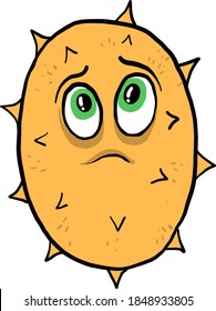 Kiwano in a bad mood, illustration, vector on white background