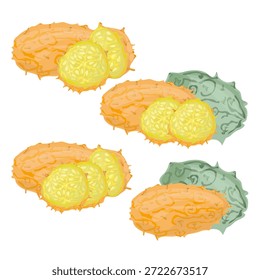 Kiwano exotic fruit appearance makes this artwork suitable for food concepts, healthy lifestyle projects, culinary themes, packaging, nutrition visuals, tropical markets, and educational materials
