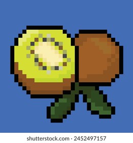 Kiwi in 8 bit pixel art. Kiwi Pixel in vector