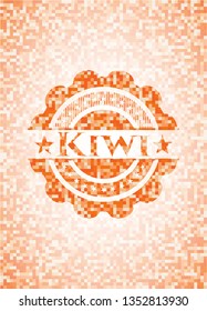 Kiwi abstract orange mosaic emblem with background