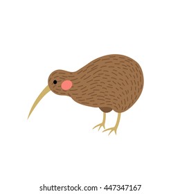 Kiwi bird animal cartoon character isolated on white background.
