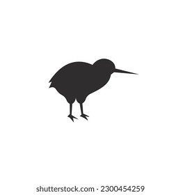 Kiwi bird black silhouette vector icon on a white background