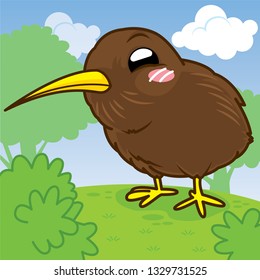 Kiwi bird cartoon, cute animal, cute cartoon