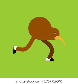 Kiwi bird cartoon isolated. little bird run vector illustration 
