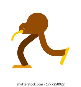 Kiwi bird cartoon isolated. little bird run vector illustration 
