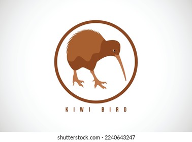 Kiwi bird in a circle. Kiwi bird logo design template vector illustration