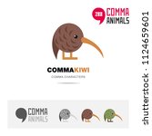 Kiwi bird concept icon set and modern brand identity logo template and app symbol based on comma sign