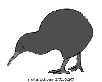 Kiwi bird in continuous line drawing style