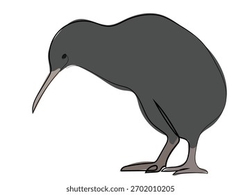 Pássaro Kiwi em estilo de desenho de linha contínua