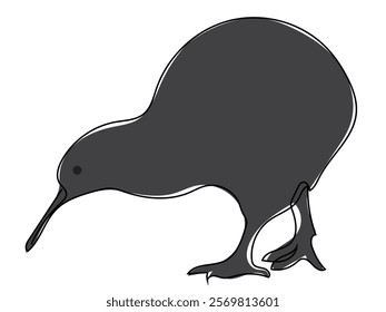 Kiwi bird in a continuous line format that can be edited later.