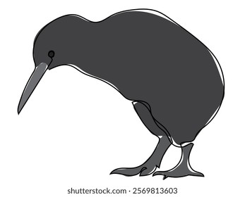 Kiwi bird in a continuous line format that can be edited later.