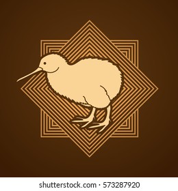 Kiwi bird designed on line square background graphic vector.