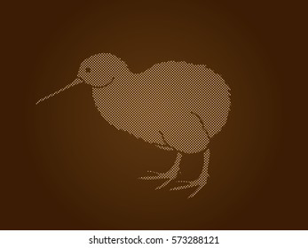 Kiwi bird designed using dots pixels graphic vector.