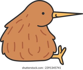 Kiwi bird flat color icon. Isolated vector element.