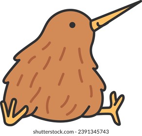 Kiwi bird flat color icon. Isolated vector element.