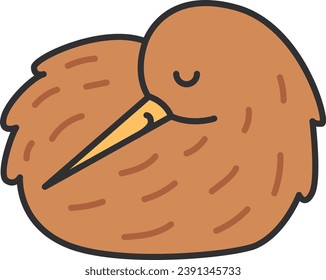 Kiwi bird flat icon. Vector illustration on white background.