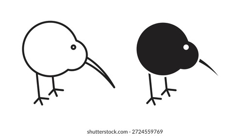 Kiwi bird icon in doodle and stroke style.