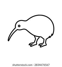 Kiwi Птица значок плоский контур в черном