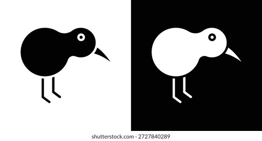 Ícone de pássaro Kiwi Ilustração de vetor plano. Símbolos simples em preto