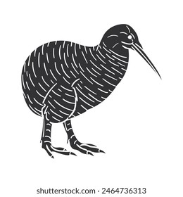 Kiwi Bird Icon Silhouette Illustration. Australian Animals Vector Graphic Pictogram Symbol Clip Art. Doodle Sketch Black Sign.