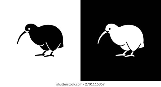 Kiwi Vogel Symbol Silhouette Vektor in schwarzen Farben. Design-Stil des flachen Symbols