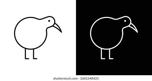 Kiwi bird icon simple vector pictogram. black and white icon concept