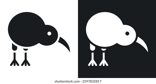 Kiwi bird icon symbol collection on white background.