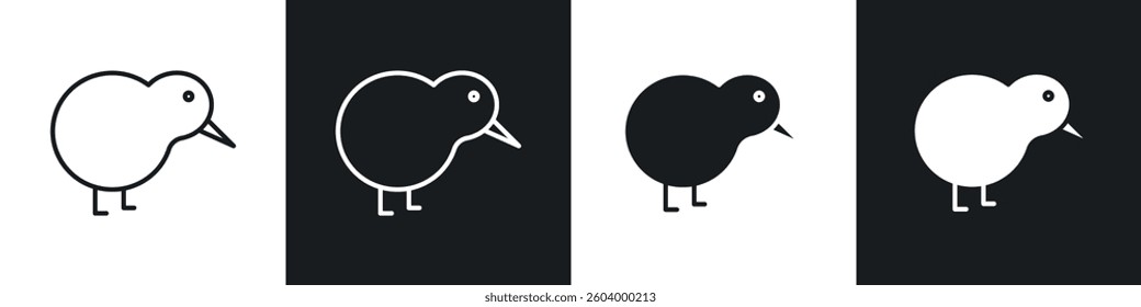 Kiwi bird icon symbol collection on white background.