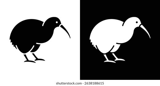 Kiwi bird icon Vector in flat style. Collection silhouettes