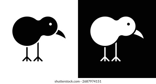 Kiwi bird icon, Vector graphics in filled style
