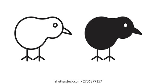 Icono de pájaro kiwi Ilustración vectorial. Diseño plano. Símbolos de Vector de Diseño gráfico.