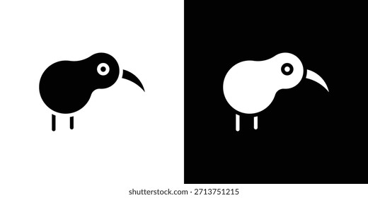 Icono de pájaro kiwi. Ilustración vectorial. Silueta en color negro