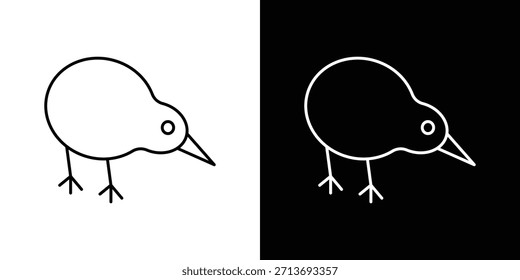 Kiwi Vogel Symbol, Vektorlogo Umriss. Dünnstrichzeichen