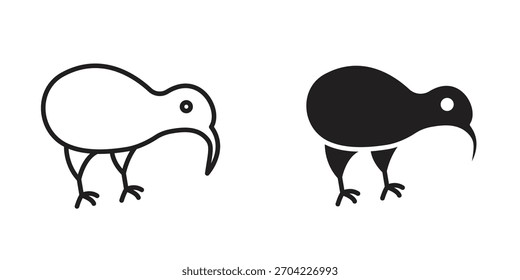 Vector de icono de pájaro kiwi, símbolo, ilustraciones de logotipo